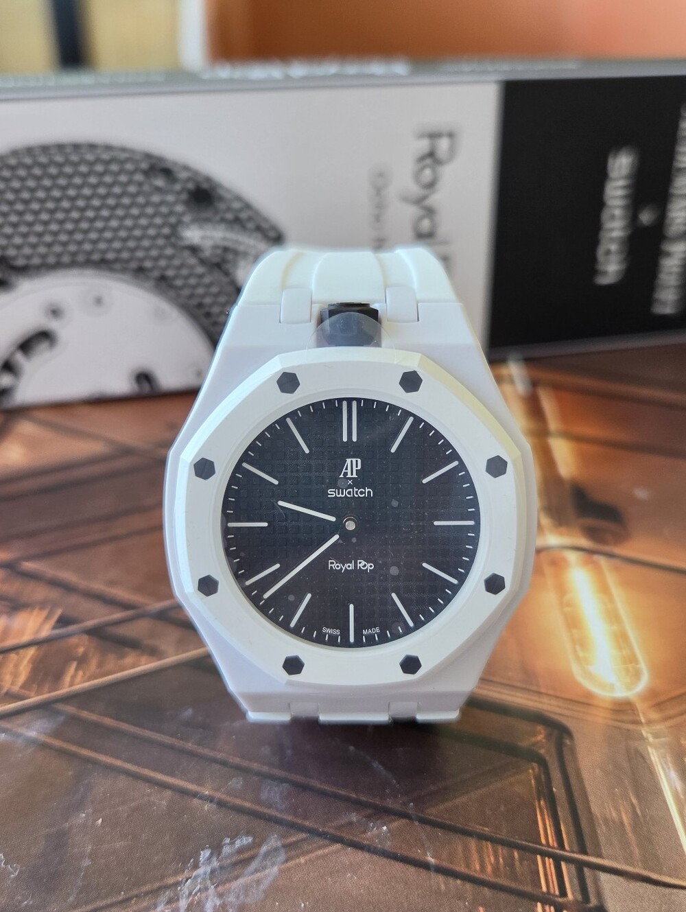 Swatch Audemars Piguet Royal Pop Ocho Negro Black and White Pendant Watch